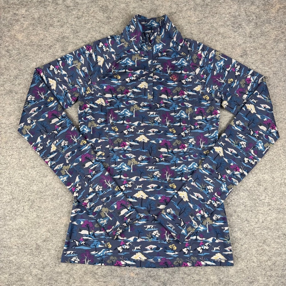 Ariat Tek Cold Series Lowell 2.0 1/4 Zip Baselayer Equestrian Print‎ Womens XS